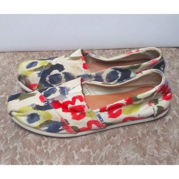 Toms Spring multicolor slip-on shoes canvas fabric US Sz 10 womens UK 8 EU 42 - Picture 2 of 9